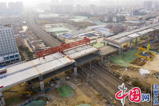 徐州三环南路上跨京沪铁路桥正式开始架梁施工
